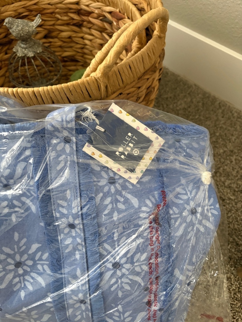 NWT Star Medallion Fringe Canvas Tote Blue Roller Rabbit - Picture 4 of 4